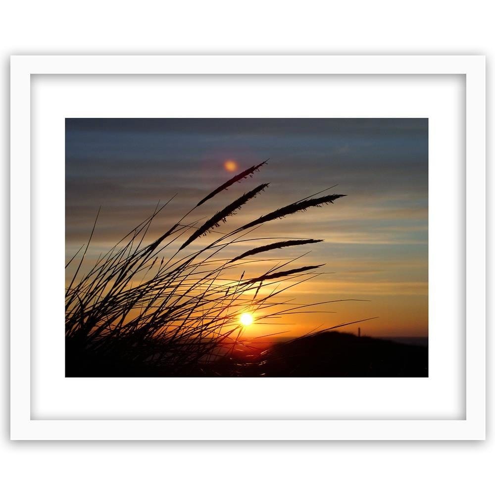 Glezna baltā rāmī - Grass And Sunset  Home Trends DECO