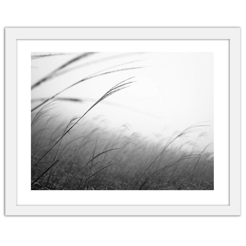Glezna baltā rāmī - Grass in the fog  Home Trends DECO