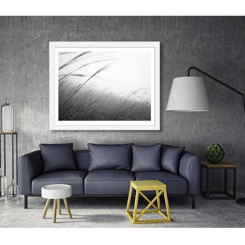 Glezna baltā rāmī - Grass in the fog  Home Trends DECO