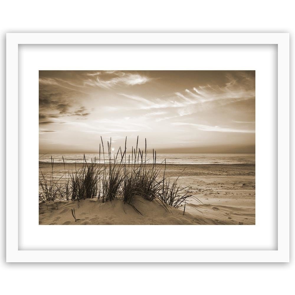 Glezna baltā rāmī - Grass On The Beach 1  Home Trends DECO