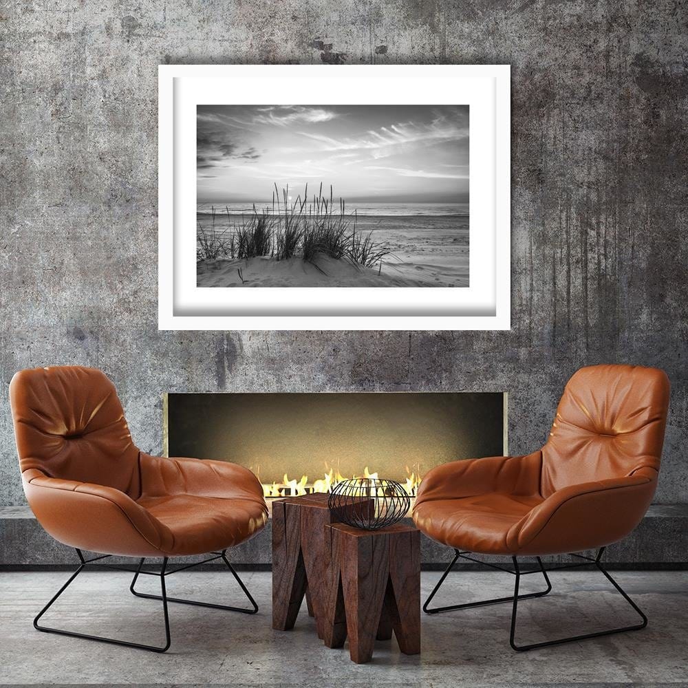 Glezna baltā rāmī - Grass On The Beach 2  Home Trends DECO