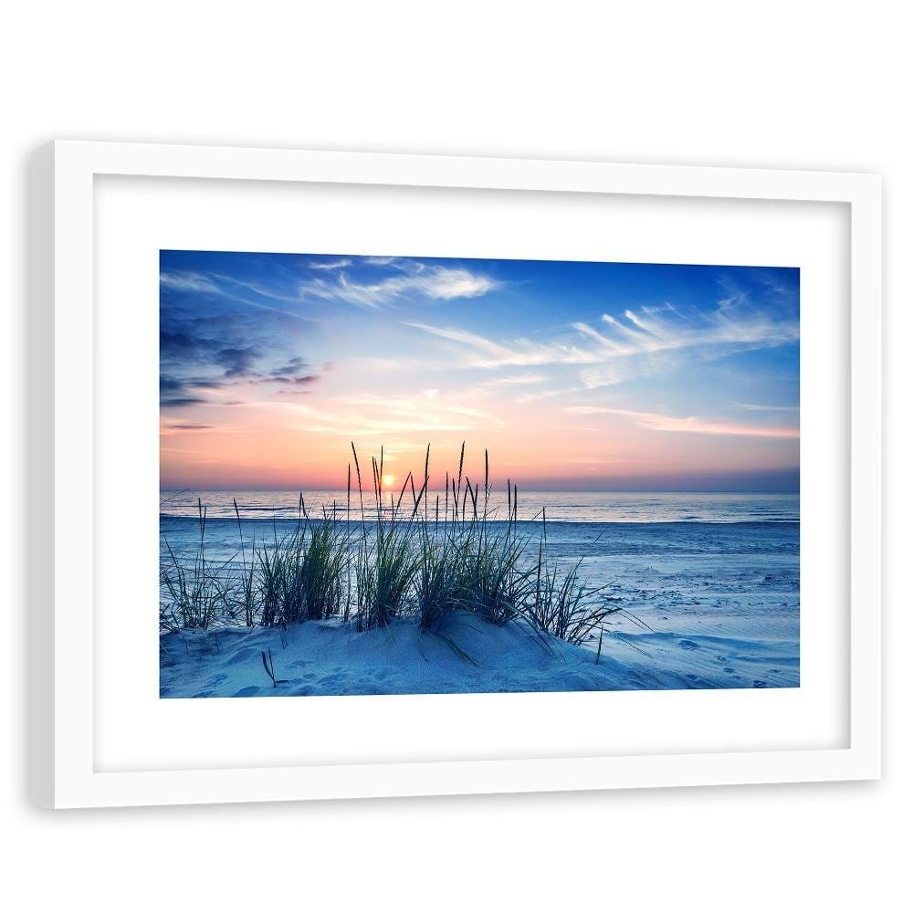Glezna baltā rāmī - Grass On The Beach 4  Home Trends DECO