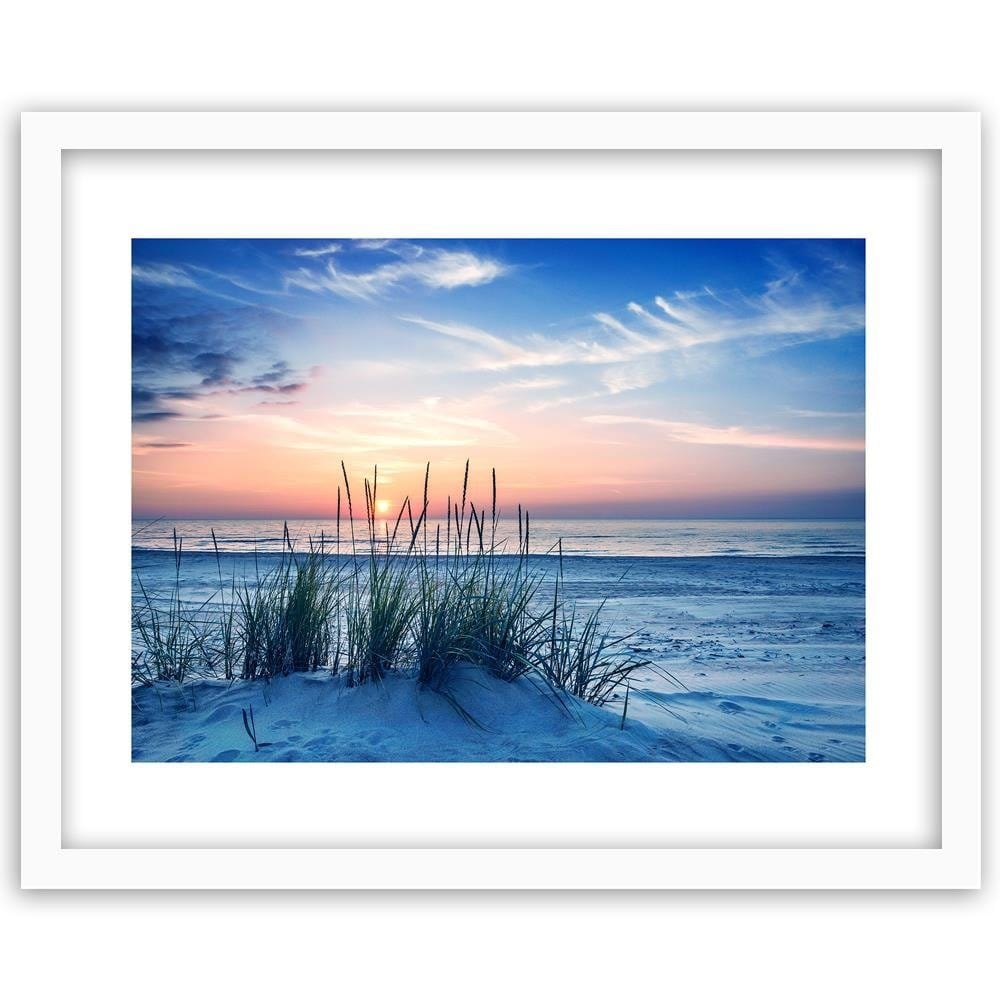 Glezna baltā rāmī - Grass On The Beach 4  Home Trends DECO