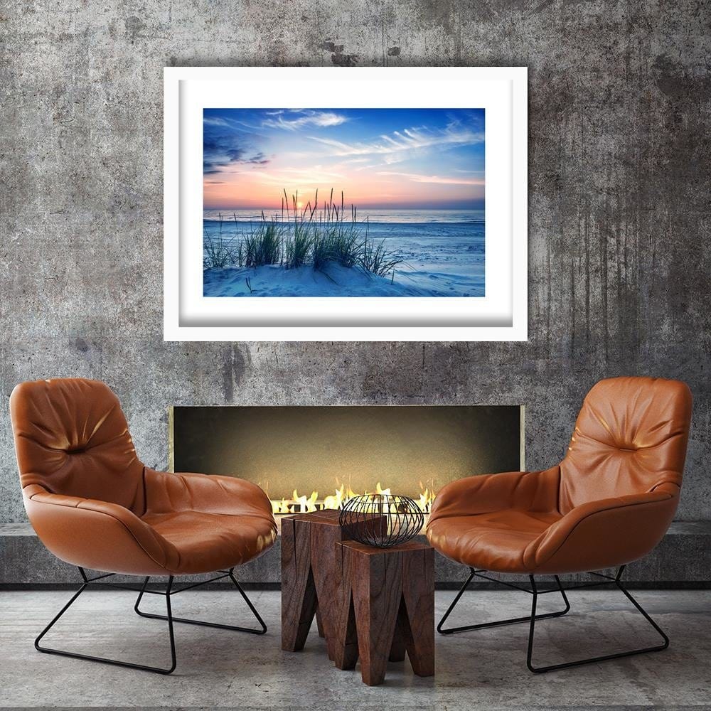 Glezna baltā rāmī - Grass On The Beach 4  Home Trends DECO