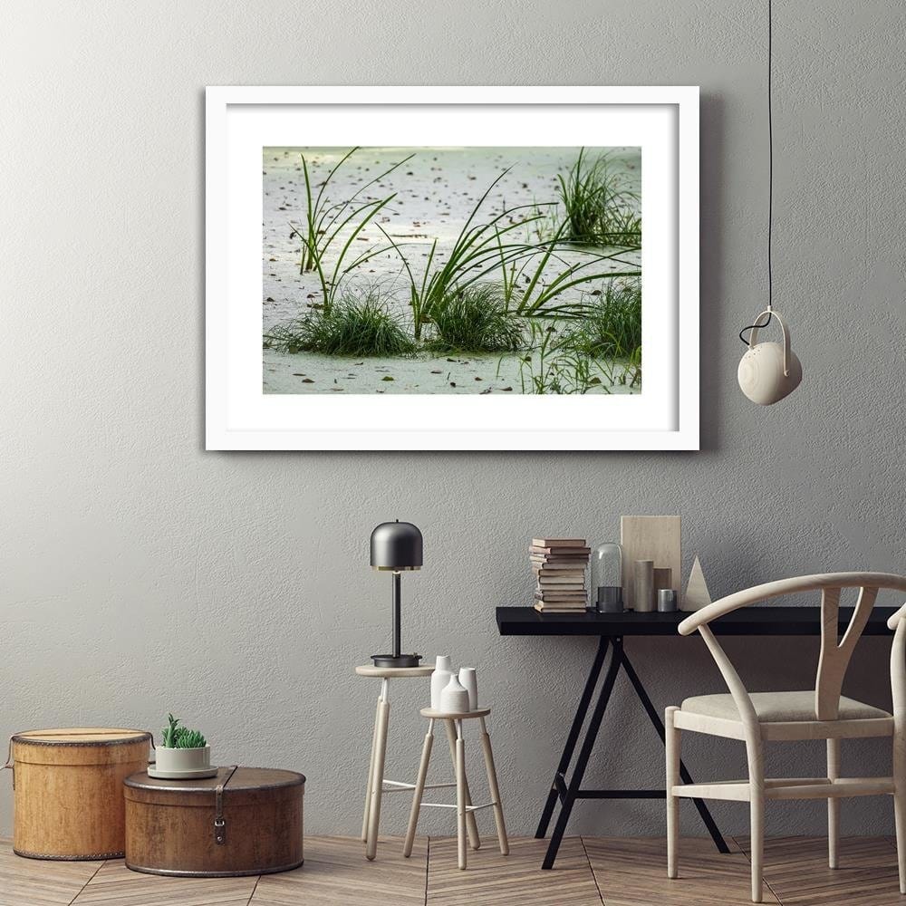 Glezna baltā rāmī - Grass On The Beach  Home Trends DECO