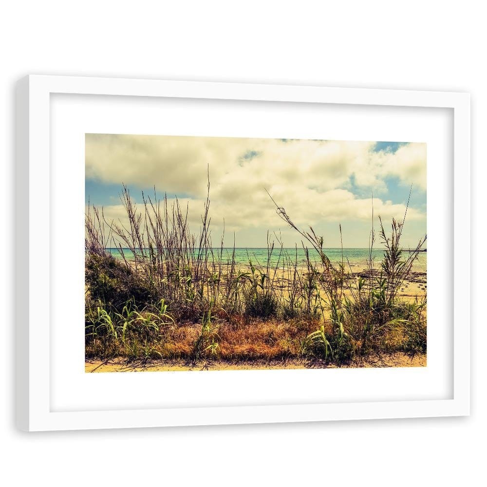 Glezna baltā rāmī - Grass Over Blue Sea  Home Trends DECO