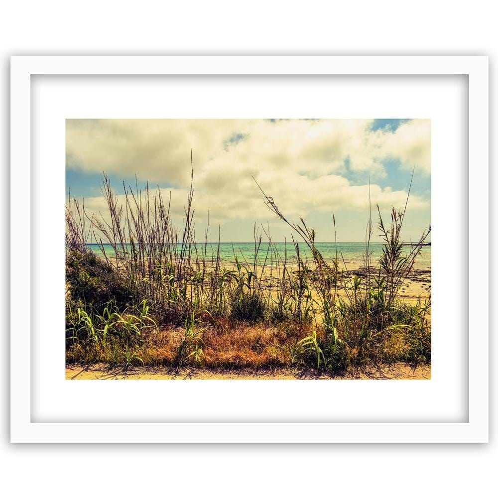 Glezna baltā rāmī - Grass Over Blue Sea  Home Trends DECO
