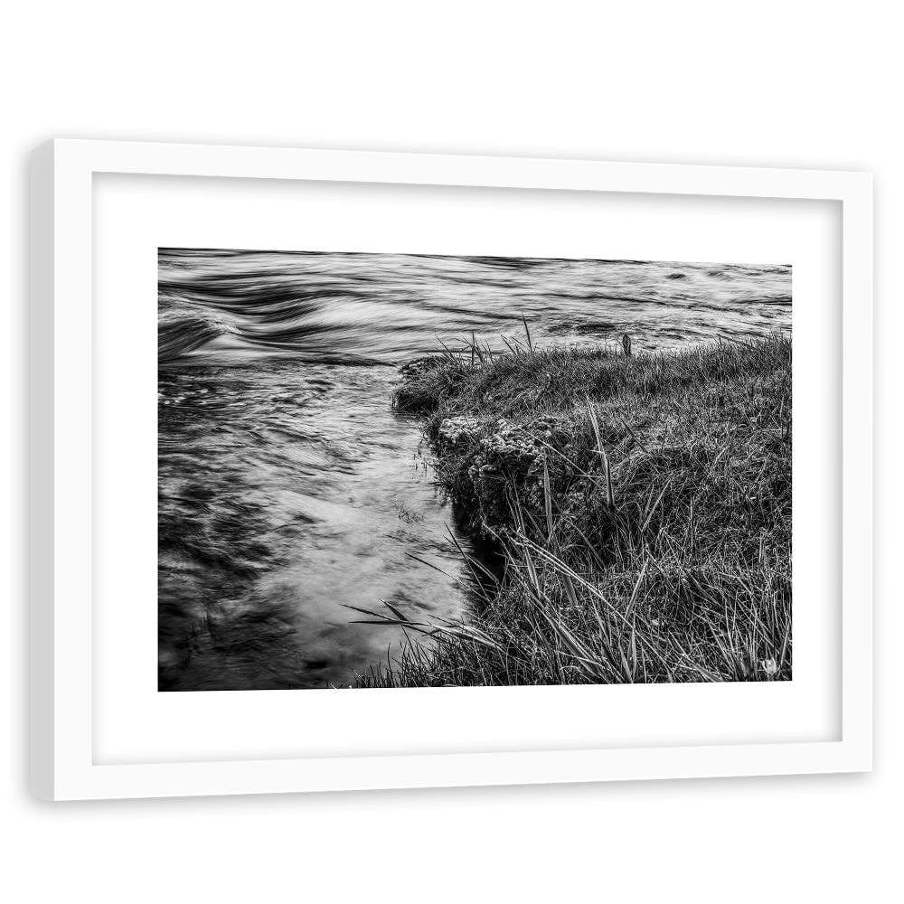 Glezna baltā rāmī - Grass Over Water  Home Trends DECO