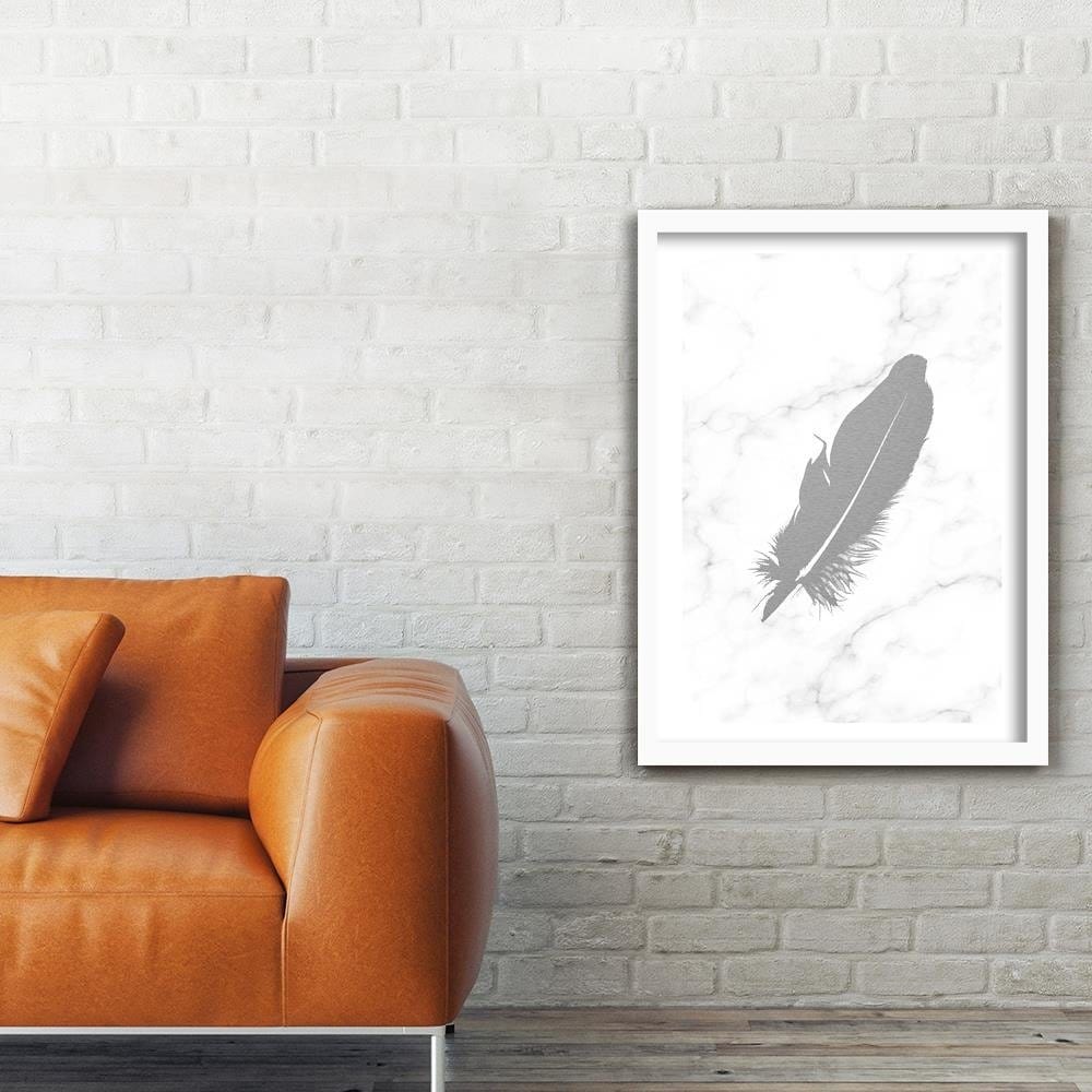Glezna baltā rāmī - Gray Feather  Home Trends DECO
