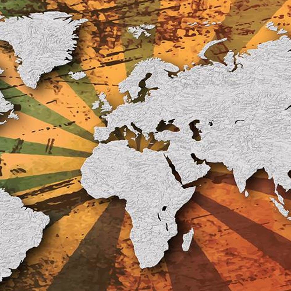 Glezna baltā rāmī - Gray Vintage World Map  Home Trends DECO