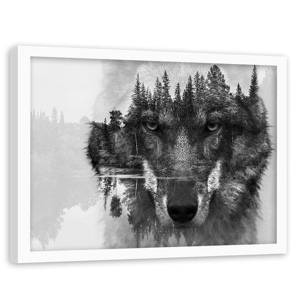 Glezna baltā rāmī - Gray Wolf  Home Trends DECO