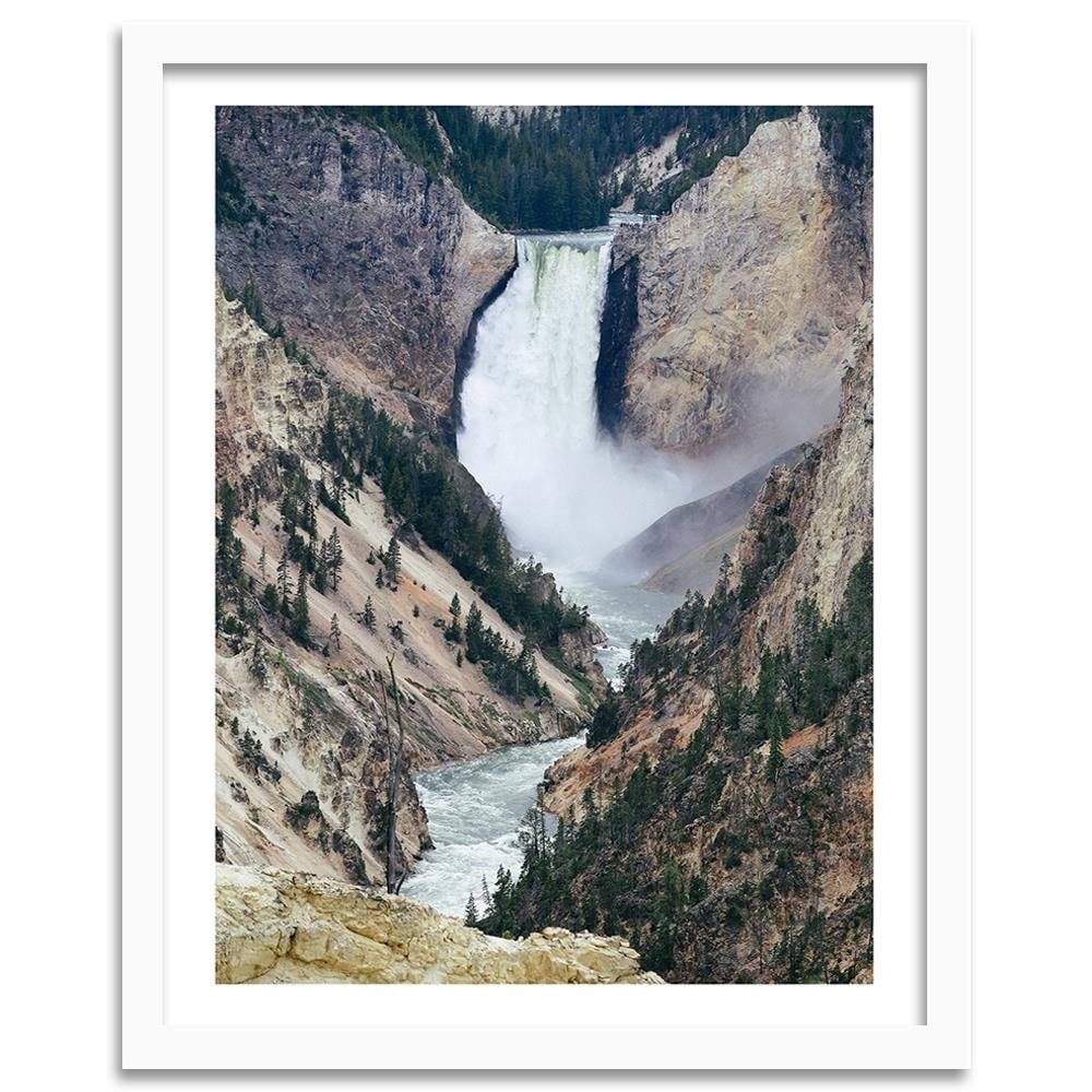 Glezna baltā rāmī - Great Waterfall In The Mountains  Home Trends DECO