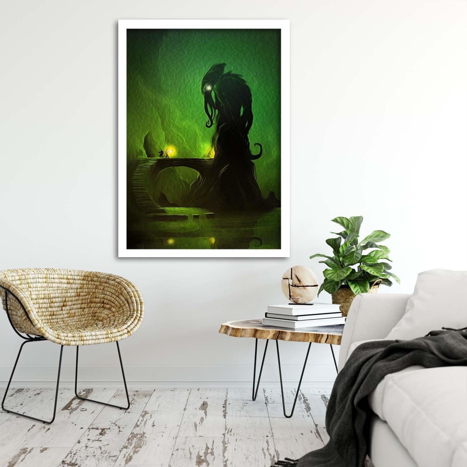 Glezna baltā rāmī - Green Demon  Home Trends DECO