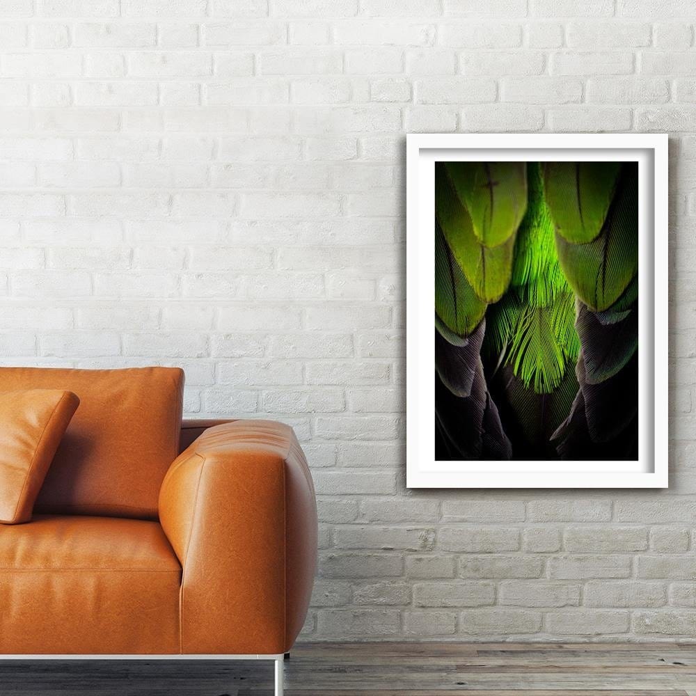 Glezna baltā rāmī - Green Feathers  Home Trends DECO