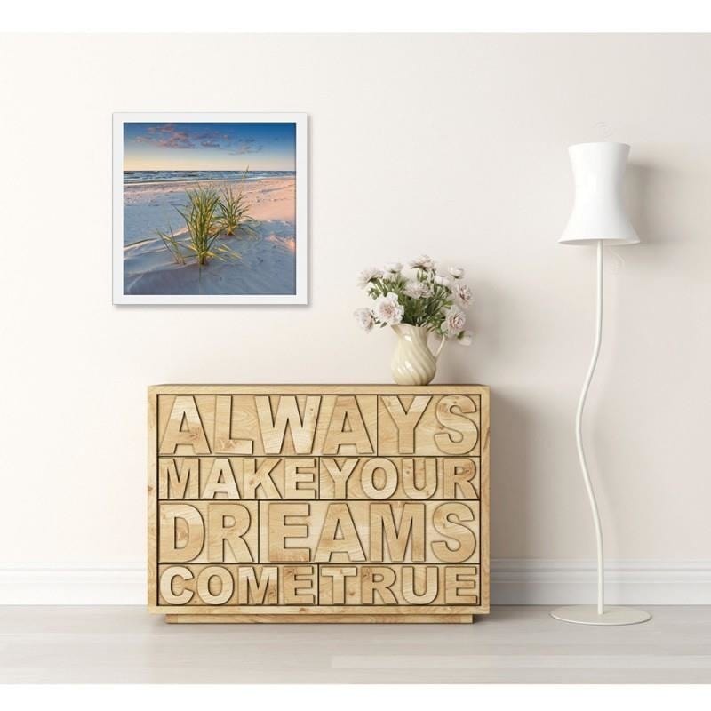 Glezna baltā rāmī - Green grass on the beach 2  Home Trends DECO