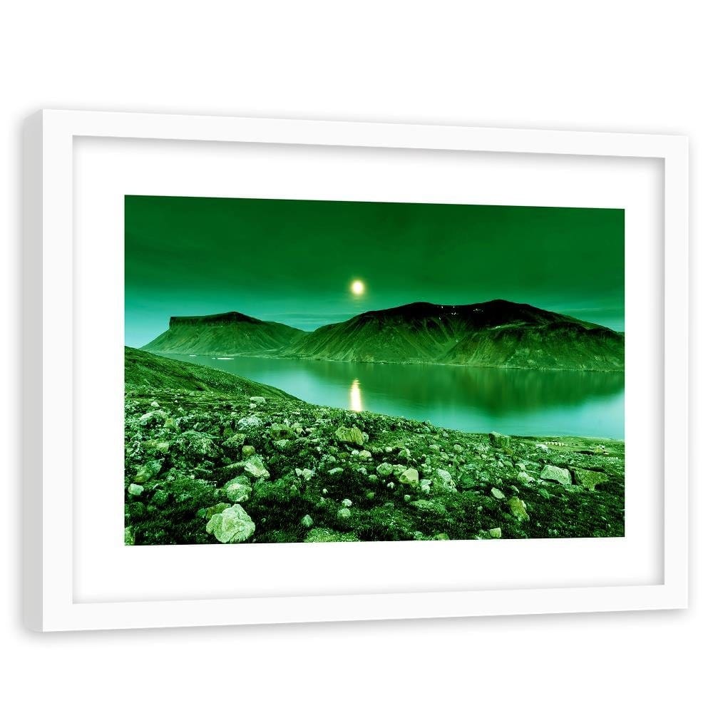 Glezna baltā rāmī - Green Mountain Landscape  Home Trends DECO