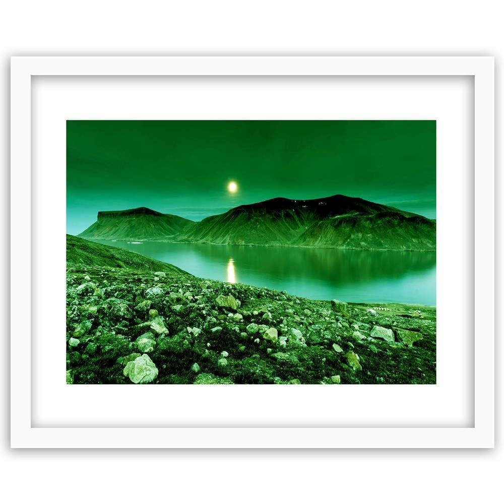 Glezna baltā rāmī - Green Mountain Landscape  Home Trends DECO