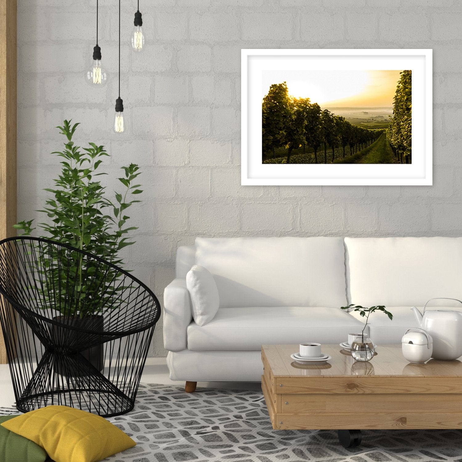 Glezna baltā rāmī - Green Vineyards  Home Trends DECO