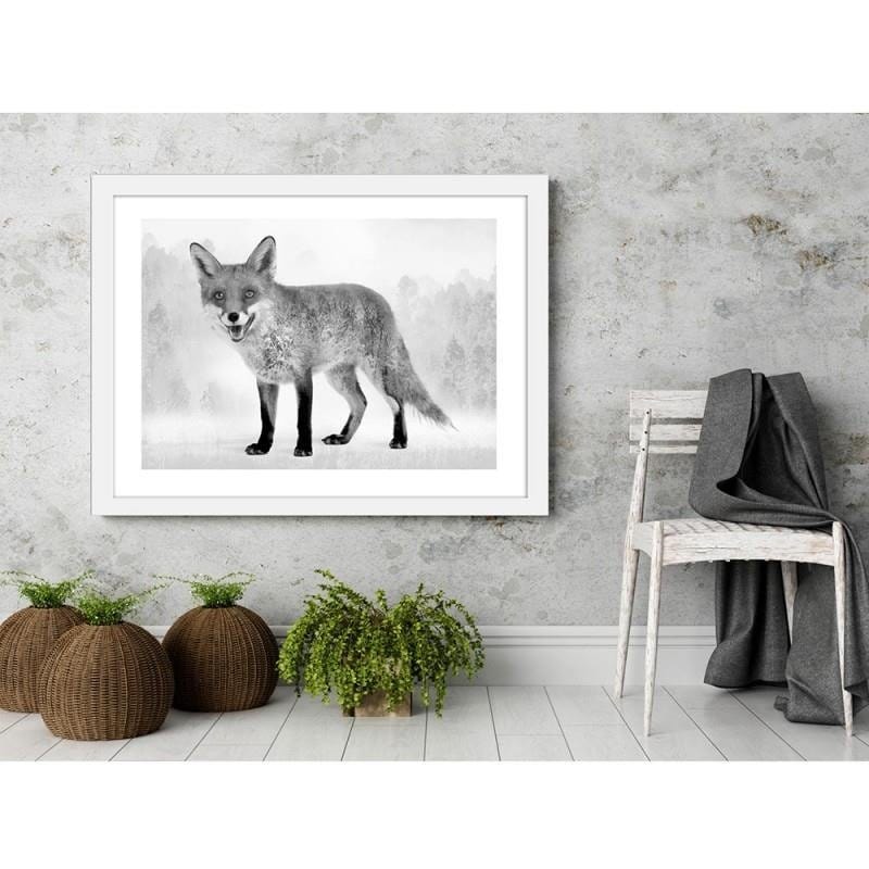 Glezna baltā rāmī - Grey fox 2  Home Trends DECO