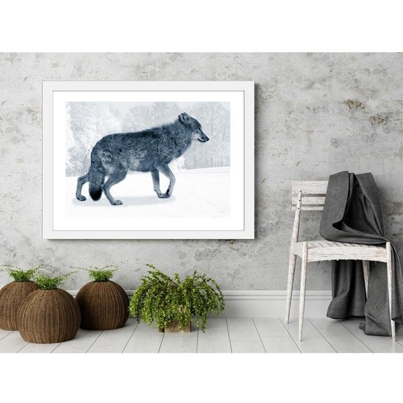 Glezna baltā rāmī - Grey wolf  Home Trends DECO