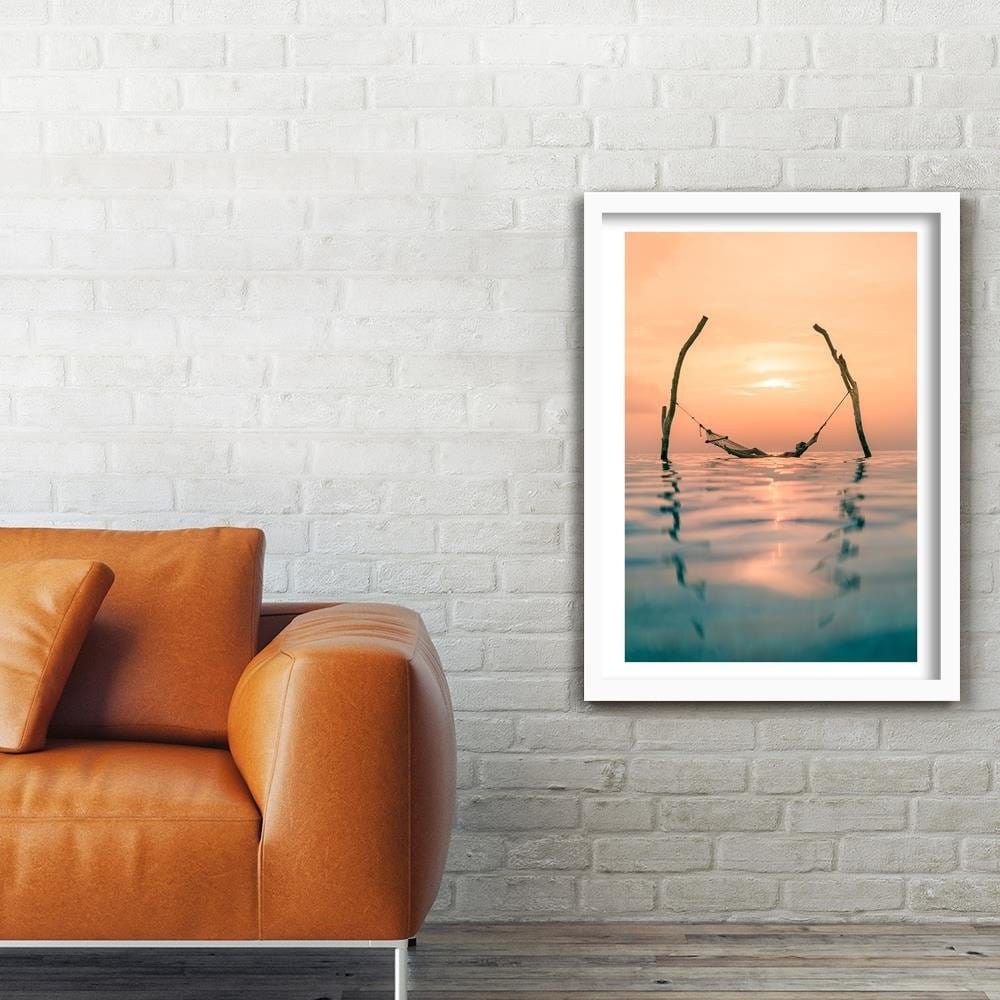 Glezna baltā rāmī - Hammock In Water  Home Trends DECO