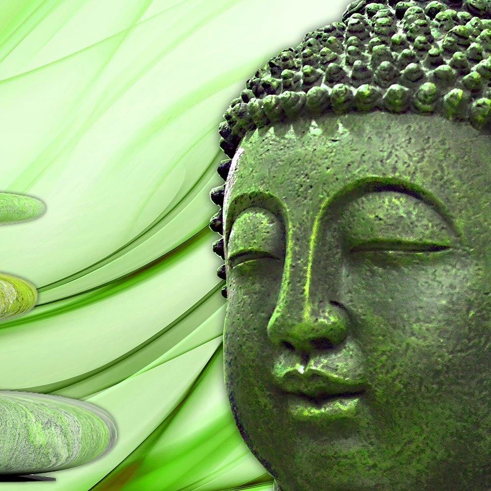 Glezna baltā rāmī - Head Of Buddha And Zen Stones  Home Trends DECO