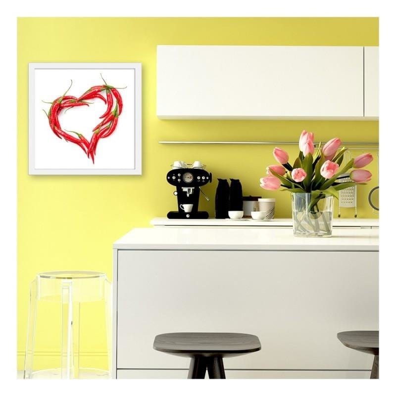 Glezna baltā rāmī - Heart of chili peppers  Home Trends DECO