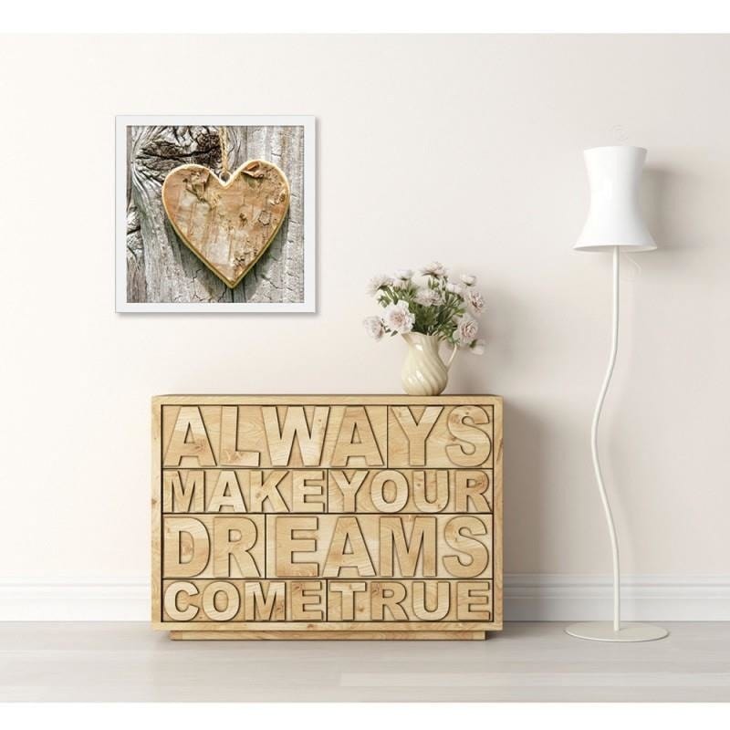 Glezna baltā rāmī - Heart of wood  Home Trends DECO