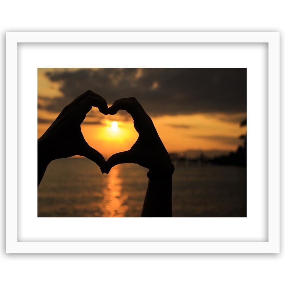 Glezna baltā rāmī - Heart Symbol With Her Hand  Home Trends DECO