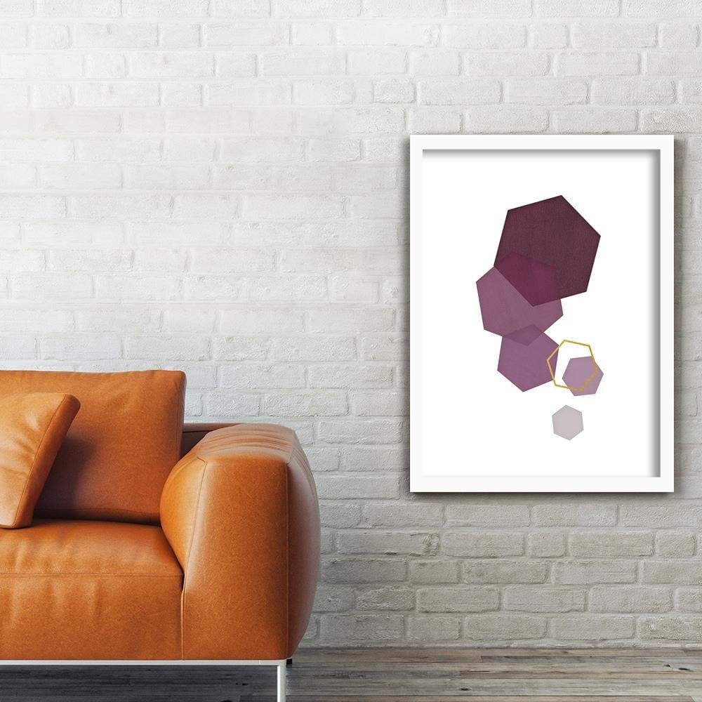 Glezna baltā rāmī - Hexagons 4  Home Trends DECO