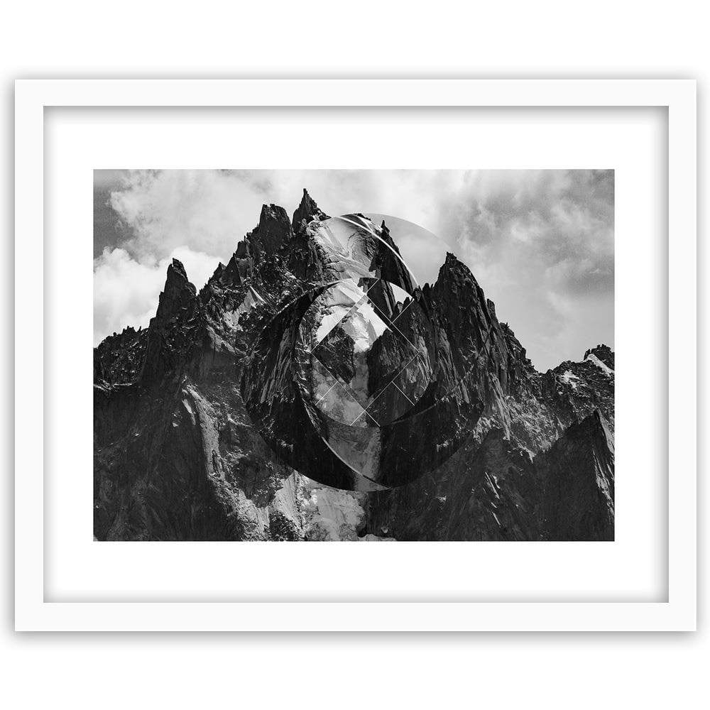 Glezna baltā rāmī - High Mountains With Geometric Figure 1  Home Trends DECO