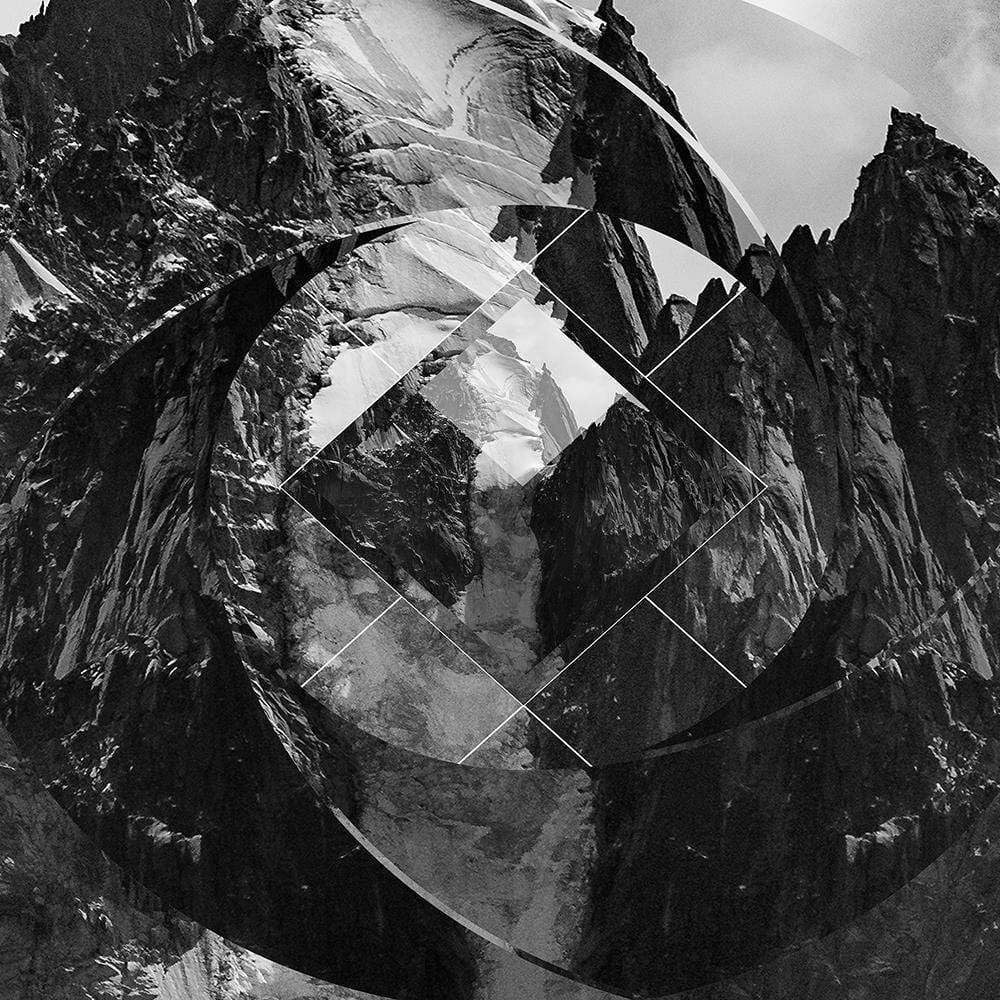Glezna baltā rāmī - High Mountains With Geometric Figure 1  Home Trends DECO