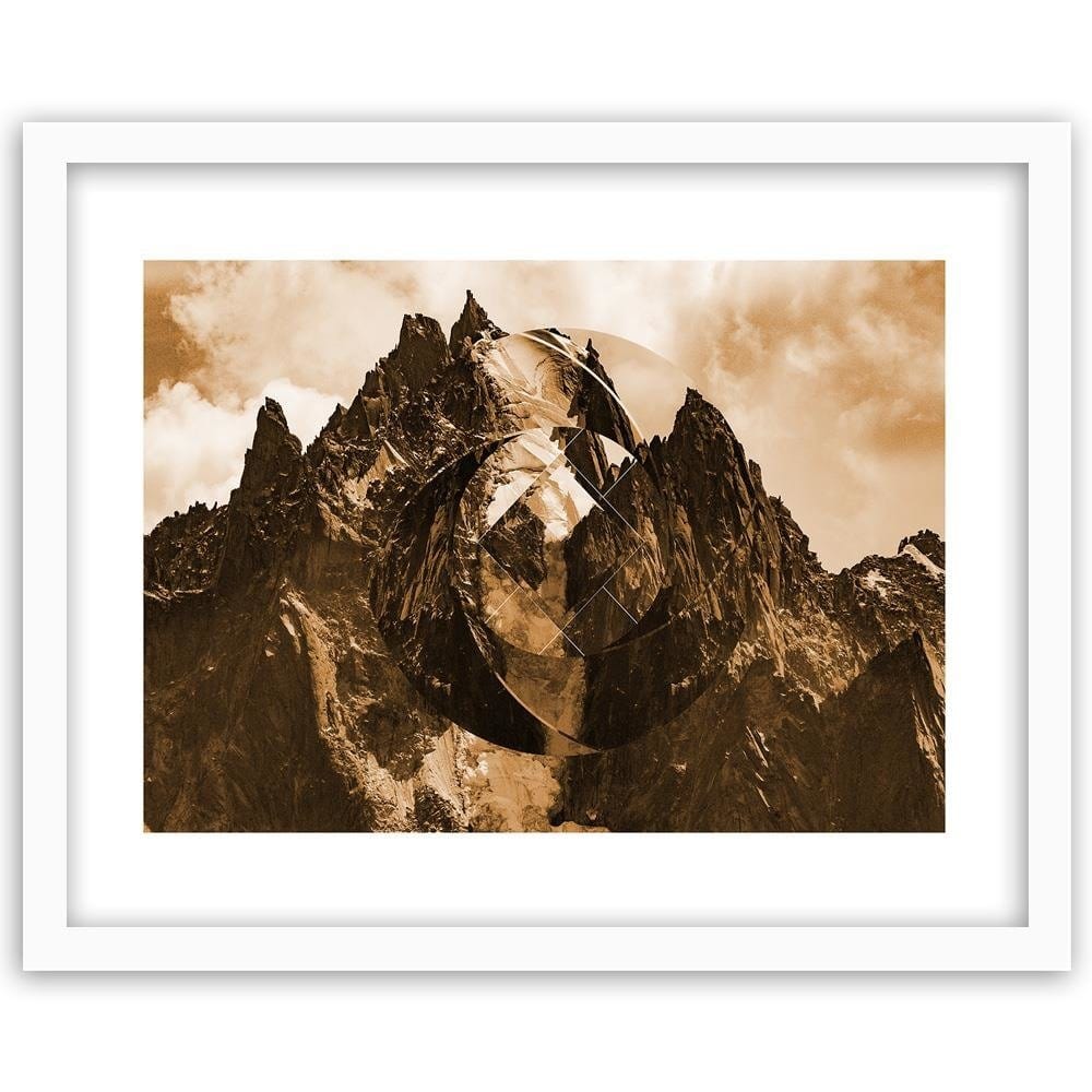 Glezna baltā rāmī - High Mountains With Geometric Figure 2  Home Trends DECO