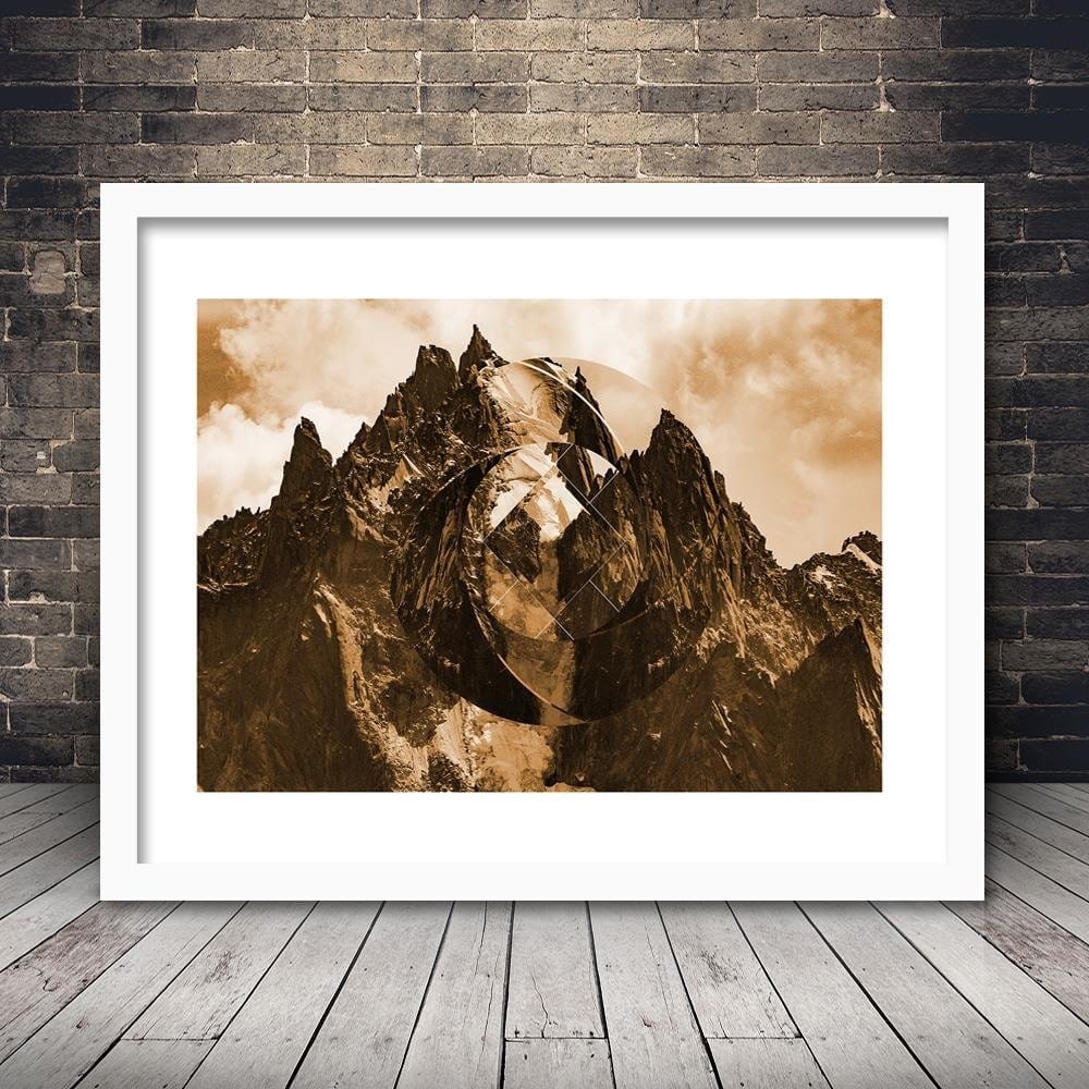 Glezna baltā rāmī - High Mountains With Geometric Figure 2  Home Trends DECO