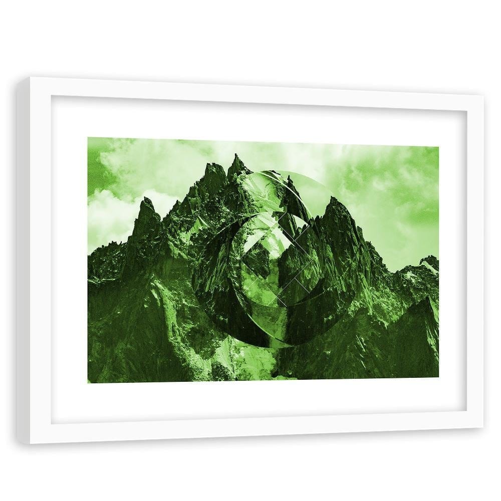 Glezna baltā rāmī - High Mountains With Geometric Figure 3  Home Trends DECO