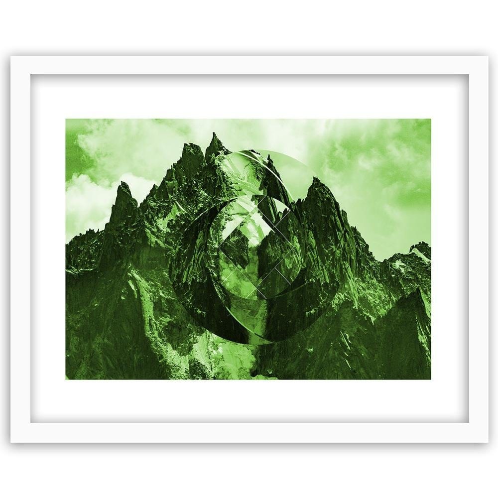 Glezna baltā rāmī - High Mountains With Geometric Figure 3  Home Trends DECO