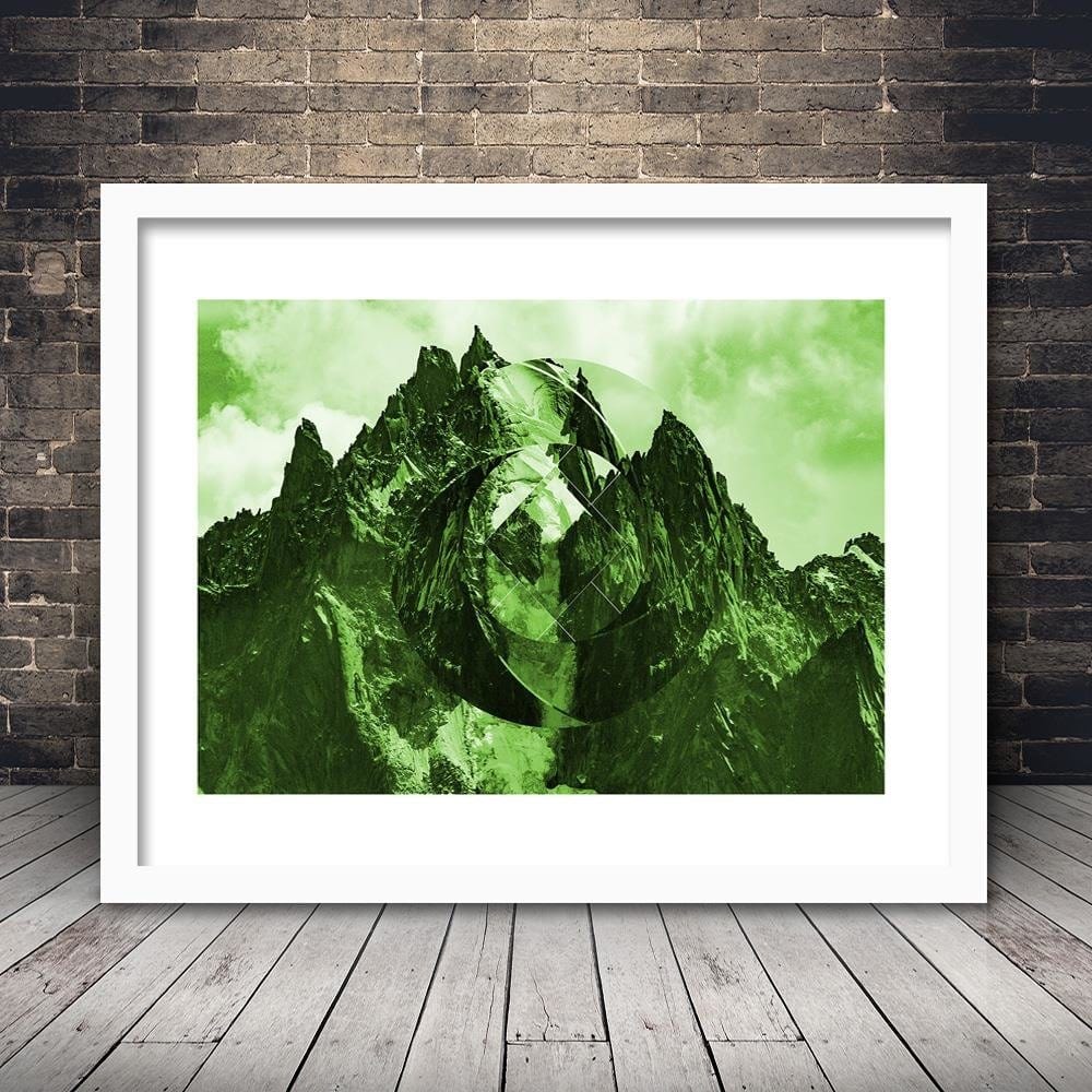Glezna baltā rāmī - High Mountains With Geometric Figure 3  Home Trends DECO