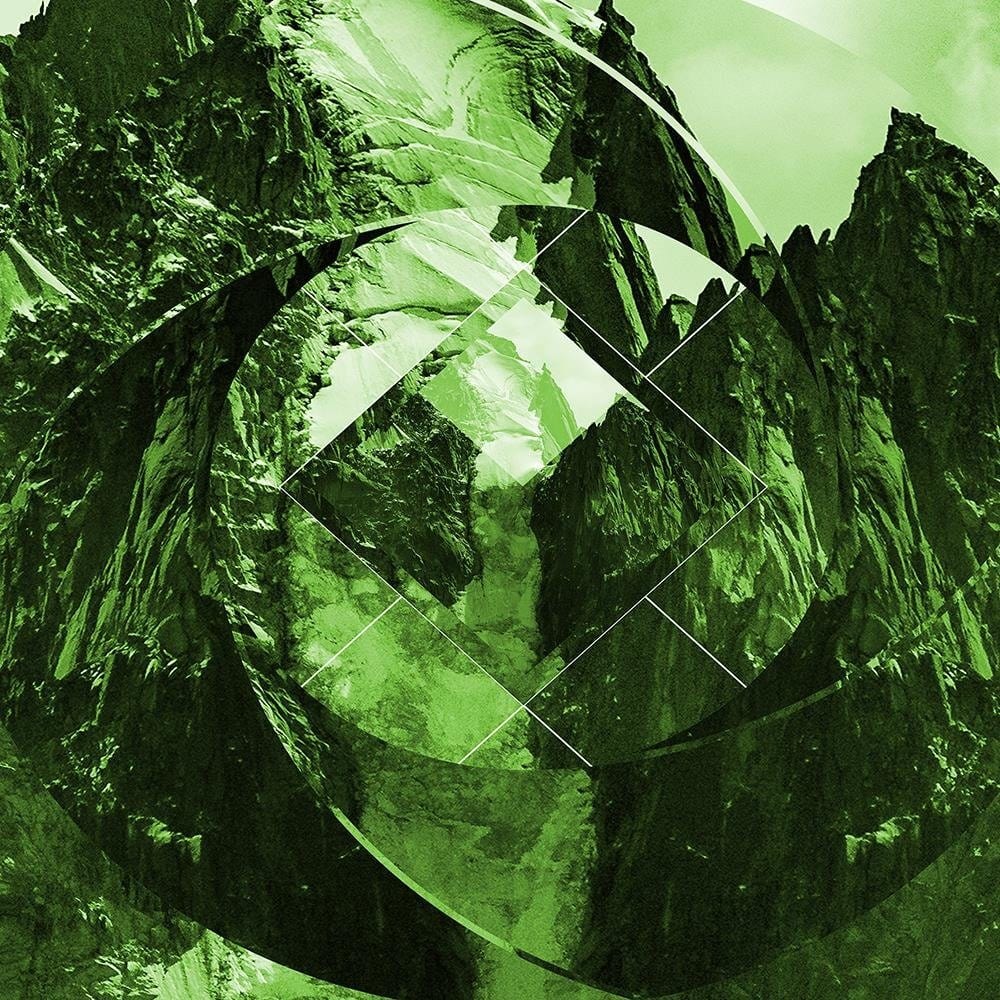 Glezna baltā rāmī - High Mountains With Geometric Figure 3  Home Trends DECO