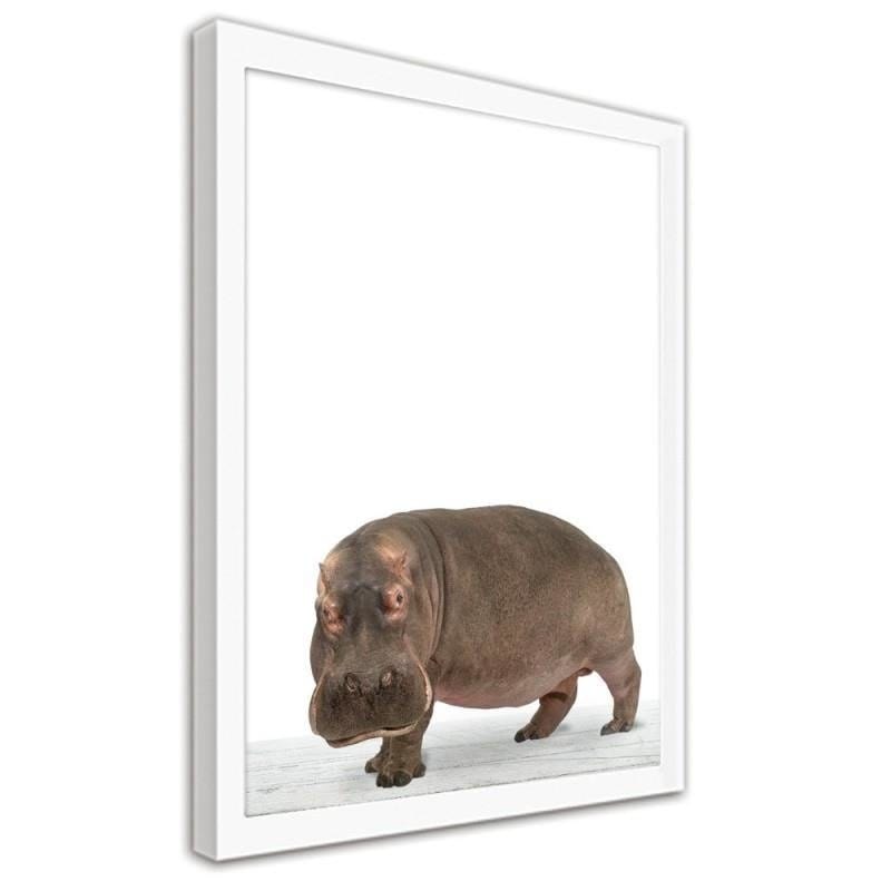 Glezna baltā rāmī - Hippopotamus  Home Trends DECO