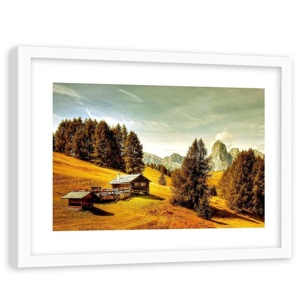 Glezna baltā rāmī - House In Mountains  Home Trends DECO