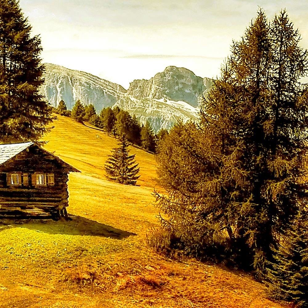 Glezna baltā rāmī - House In Mountains  Home Trends DECO