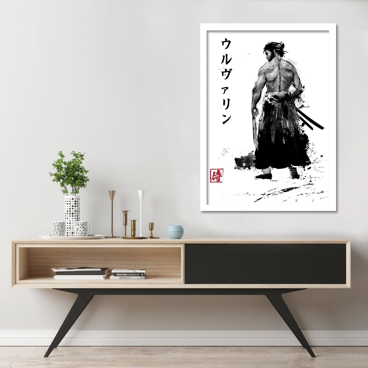 Glezna baltā rāmī - Immortal Samurai Black And White  Home Trends DECO