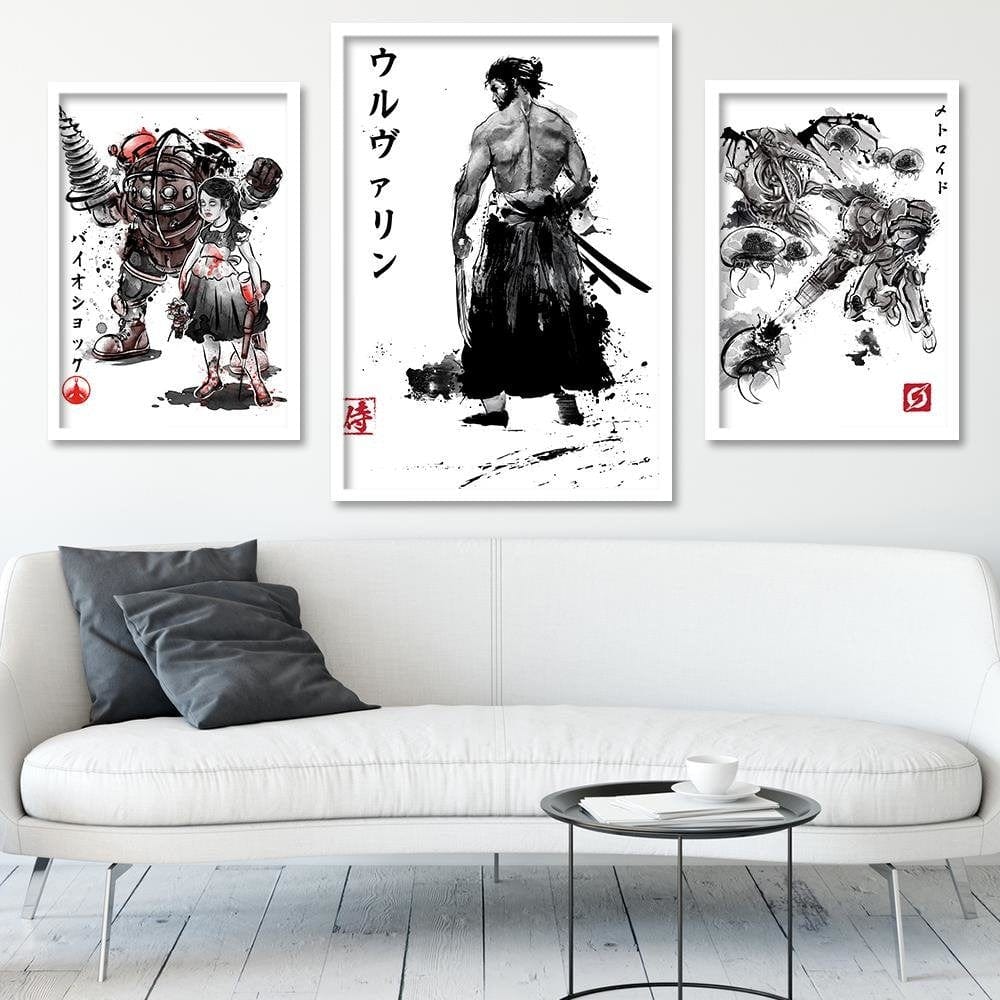 Glezna baltā rāmī - Immortal Samurai Black And White  Home Trends DECO