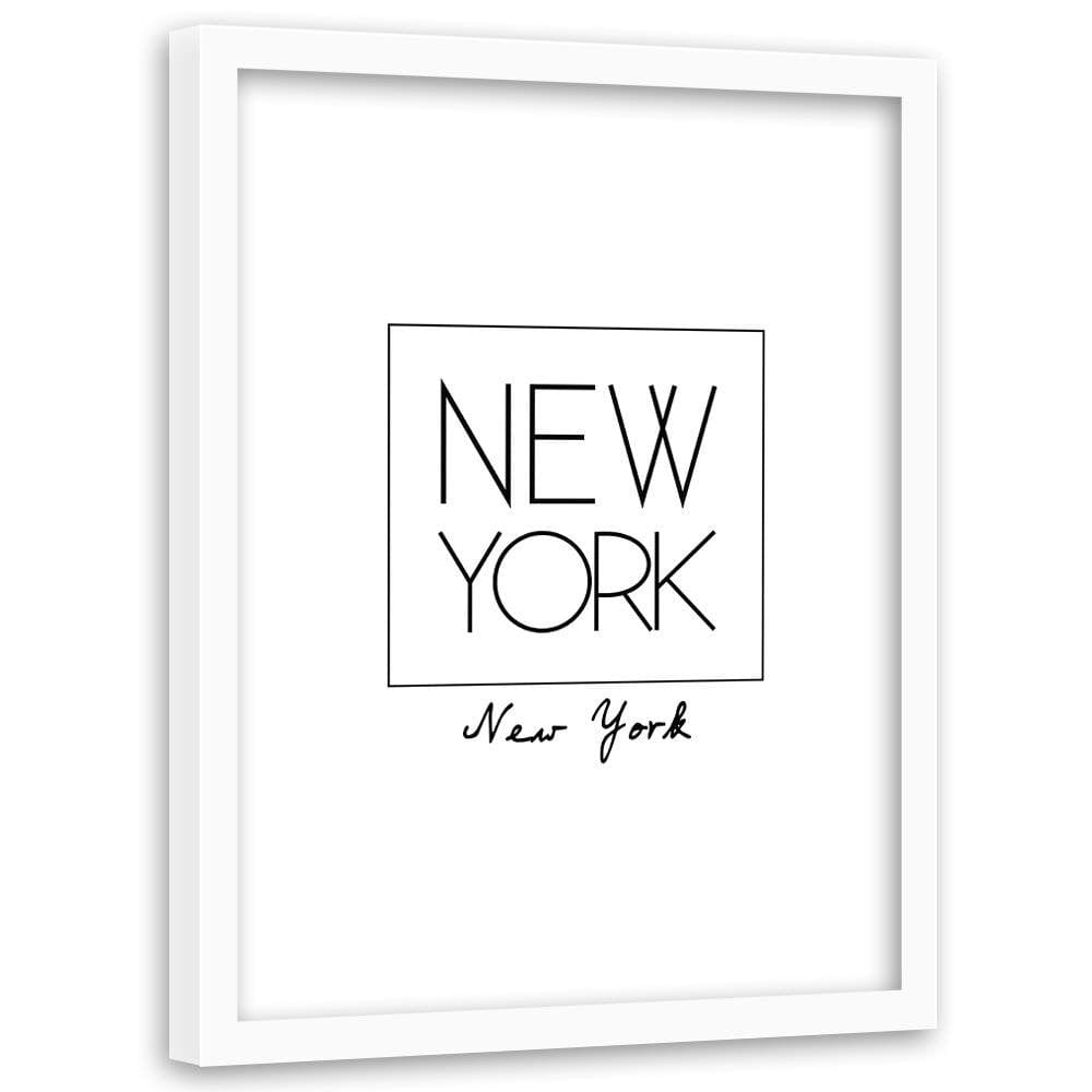 Glezna baltā rāmī - Inscription New York  Home Trends DECO
