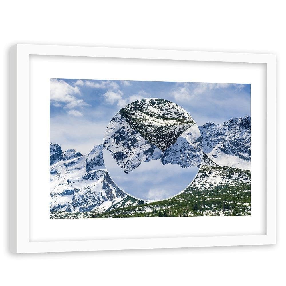 Glezna baltā rāmī - Inverted Mountain Landscape 1  Home Trends DECO