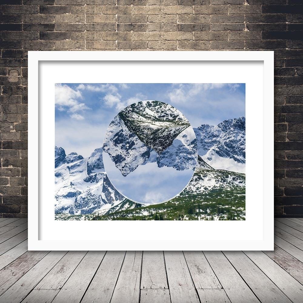 Glezna baltā rāmī - Inverted Mountain Landscape 1  Home Trends DECO