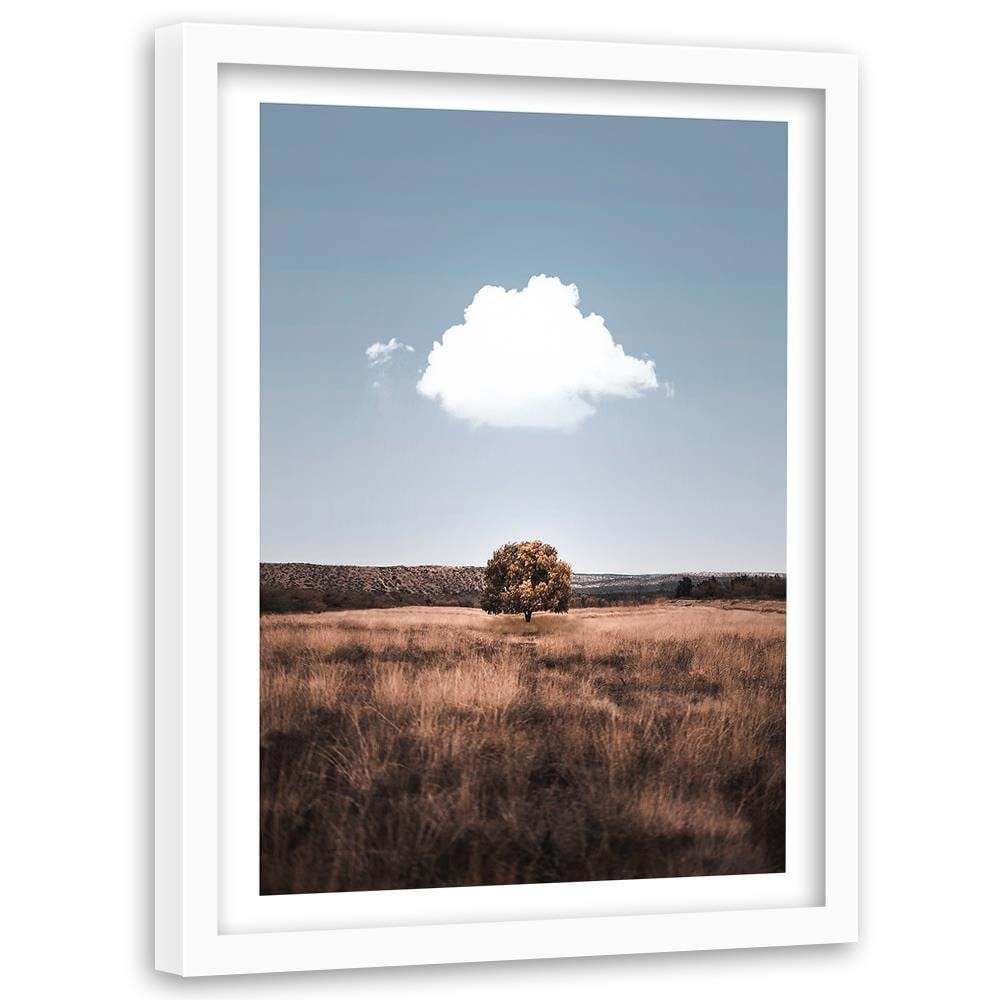Glezna baltā rāmī - Isolated Tree And Clouds  Home Trends DECO