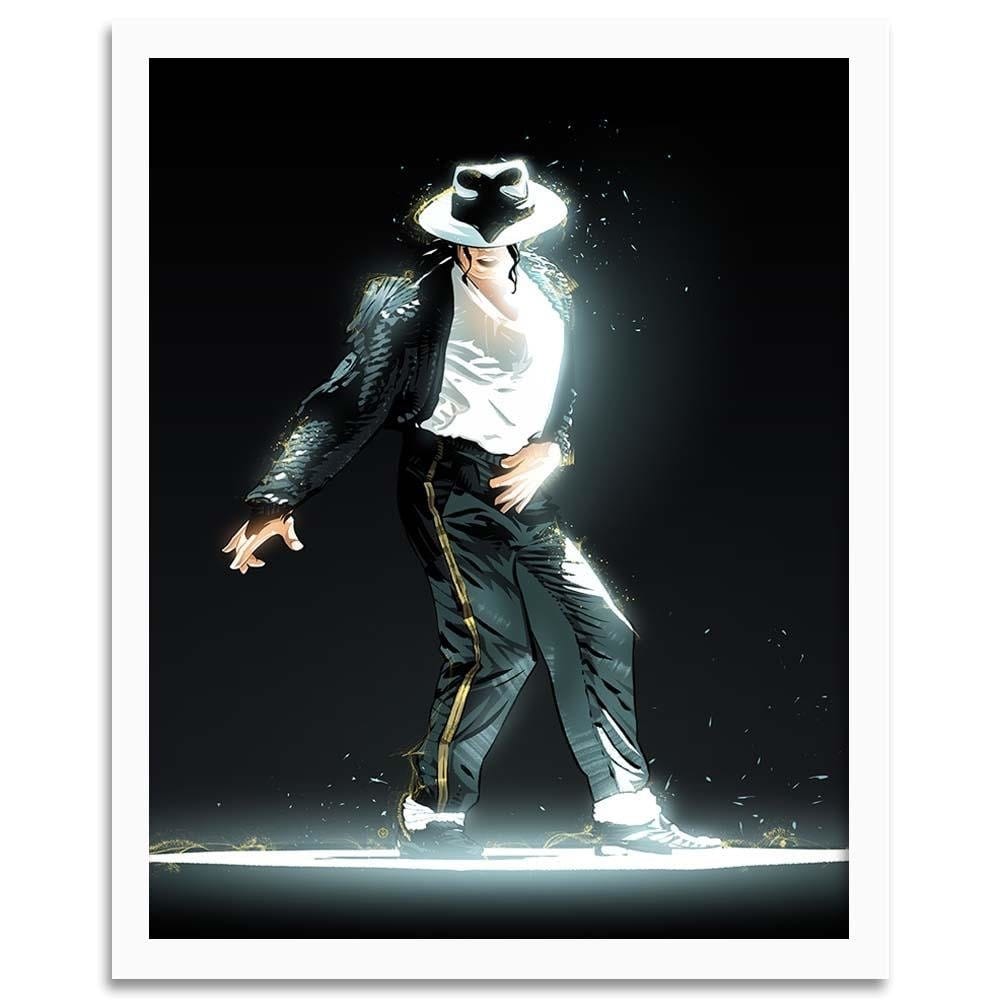 Glezna baltā rāmī - King Of Pop Icon Black  Home Trends DECO