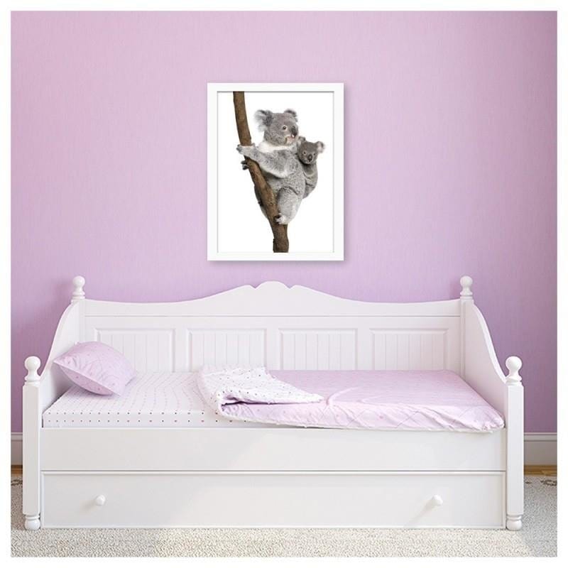 Glezna baltā rāmī - Koala climbing a tree  Home Trends DECO