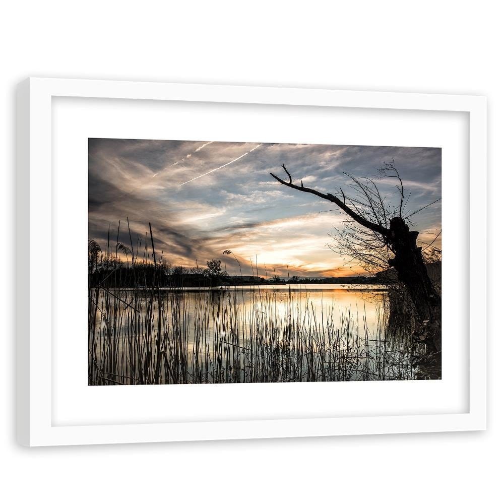 Glezna baltā rāmī - Lake At Dusk  Home Trends DECO